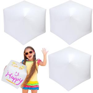 4 Pieces Jumbo Inflatable Dice 12.6 Inch Giant Large Inflatable Dice DIY Painting Crafts for Indoor Outdoor Lawn Game Pool Casino Themed Game Bunco Night Birthday Party Board Game (Blank White)