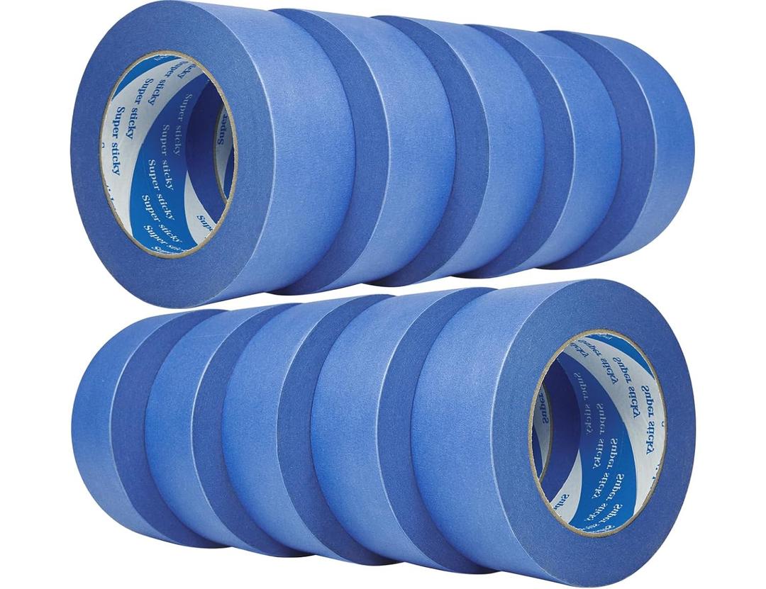 10 Rolls Blue Painters Tape 2 Inch, Bulk Masking Master Tape 60 Yards, Wall Masking Tape No Residue, Multi-Surface Painter's Tape for Wall Painting Edge Treatment DIY Crafts,600 Yards Totally 10 Rolls Blue Painters Tape 2 Inch, Bulk Masking Master Tape 60 Yards, Wall Masking Tape No Residue, Multi-Surface Painter's Tape for Wall Painting Edge Treatment DIY Crafts,600 Yards Totally