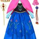 GZ-LAOPAITOU Princess Costume for Girls Kid Halloween Cosplay Christmas Birthday Party Dress Up Outfits with Cape (7-8Y)