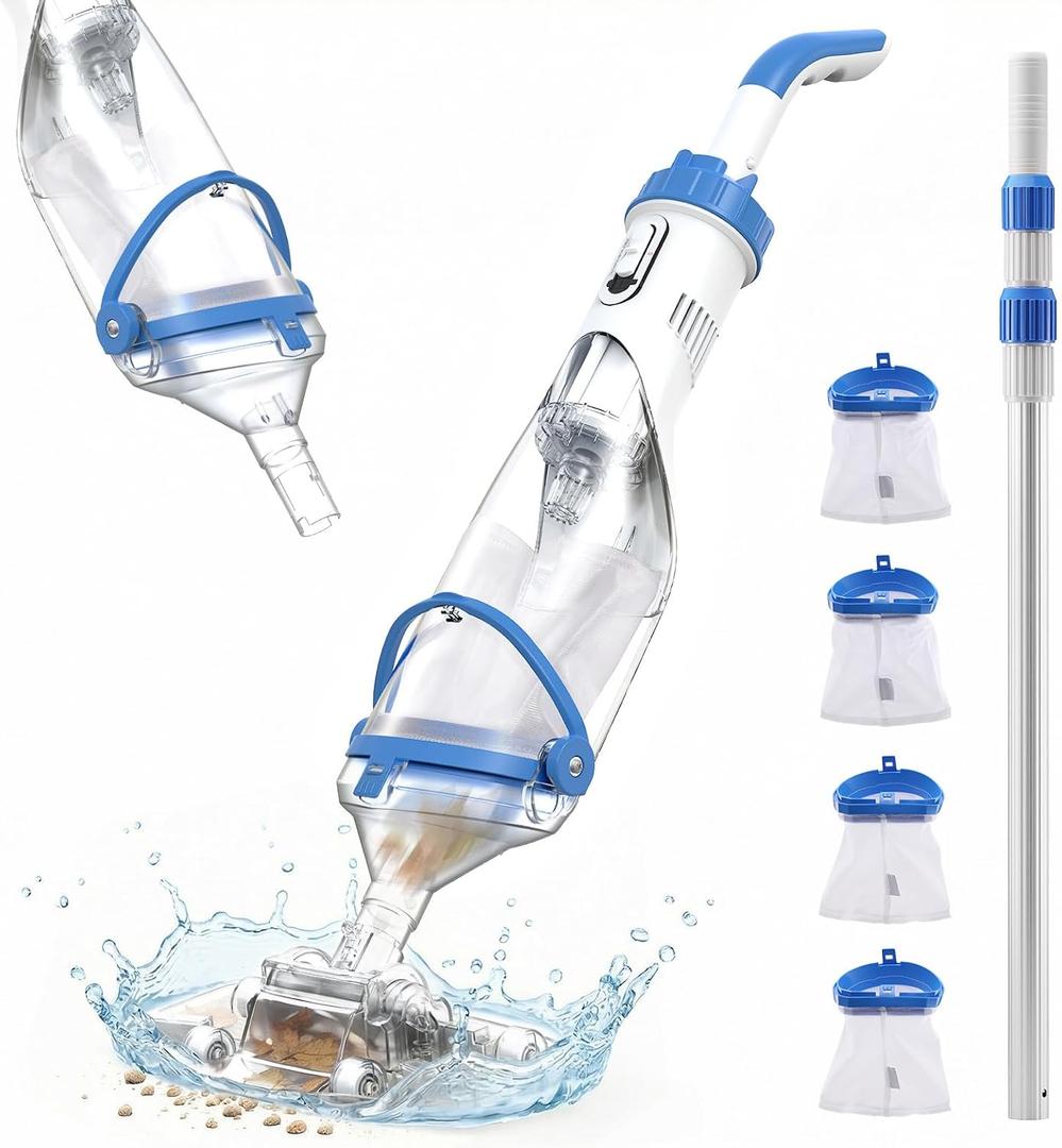 Handheld Pool Vacuum for Above Ground & Inground Pools, 1110 GPH Suction
