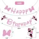 Swiftion Pink Mouse Happy Birthday Banner, Birthday Party Decoration for Girl Kids, 45 inch