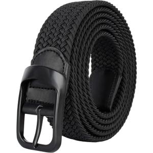 Plus Size 43'' to 75'' Mens Elastic Stretch Belts Big and Tall Belt (Black)