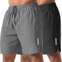Athletic Running Shorts for Men 7" Lightweight Quick Dry Gym Shorts with Zipper Pockets for Casual, Workout, Travel (Gray, XL)