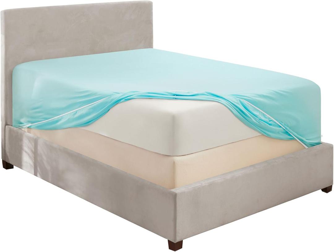 Hearth & Harbor Extra Deep Pocket King Size Sheet, Light Blue, 1800 Microfiber, Soft, Fits up to 24'' Mattress