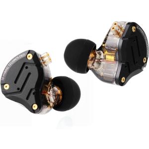 Linsoul KZ ZS10 Pro, 4BA+1DD 5 Driver in Ear Monitor, HiFi Wired Earbuds, Gaming Earbuds, Hybrid IEM Earphones with Stainless Steel Faceplate, Detachable Cable for Musician(Without Mic, Dark Black)