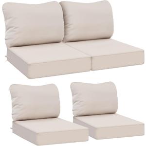 AAAAAcessories Outdoor Deep Seat Cushions, Waterproof, Fade-Resistant Patio Furniture Replacement Cushions, 23.5" x 25.5" x 5" + 23.5" x 19", Set of 4, Khaki Beige