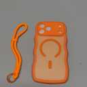 3 in 1 Magnetic for iPhone 17 Pro Max Case, Cute Wavy [Full Camera Protection][Fit for MagSafe] 1X Screen Protector+1X Wrist Strap, Anti-Slip Trendy Women Girly Case for iPhone 17 Pro Max 6.9", Orange