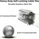 Metal Cable Zip Ties, 50Pcs 550 lbs Heavy Duty Stainless Steel Wire Ties, 24 Inch Self-Locking Strap Tie 304 Steel Cable Tie Strength Enough for Exhaust, Pipes, Garden Fence and Poultry Fence