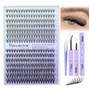 Pawotence Lash Extension Kit DIY 280pcs Individual Lash Clusters Kit 20D&30D Natural 9-15mm Cluster Eyelash Extensions Kit with Lash Bond and Seal, Tweezers for Self Use (20D&30D, 0.07D, 9-15mm, Kit)