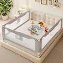 Updated King Size Bed Rail for Toddlers: 3-Side Protection Bedrail with Headbroad for King Bed - Extral Tall Adjustable Child Safety Side Railing Guards for Infants Kids Child(78.7x78.7X 74.8)