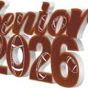 Yaomiao Football 2026 Senior Sign Photo Props Class of 2026 Sign Senior Table Centerpieces for Party Supplies Football Classroom Decorations Sports Player Team Party (Brown White)