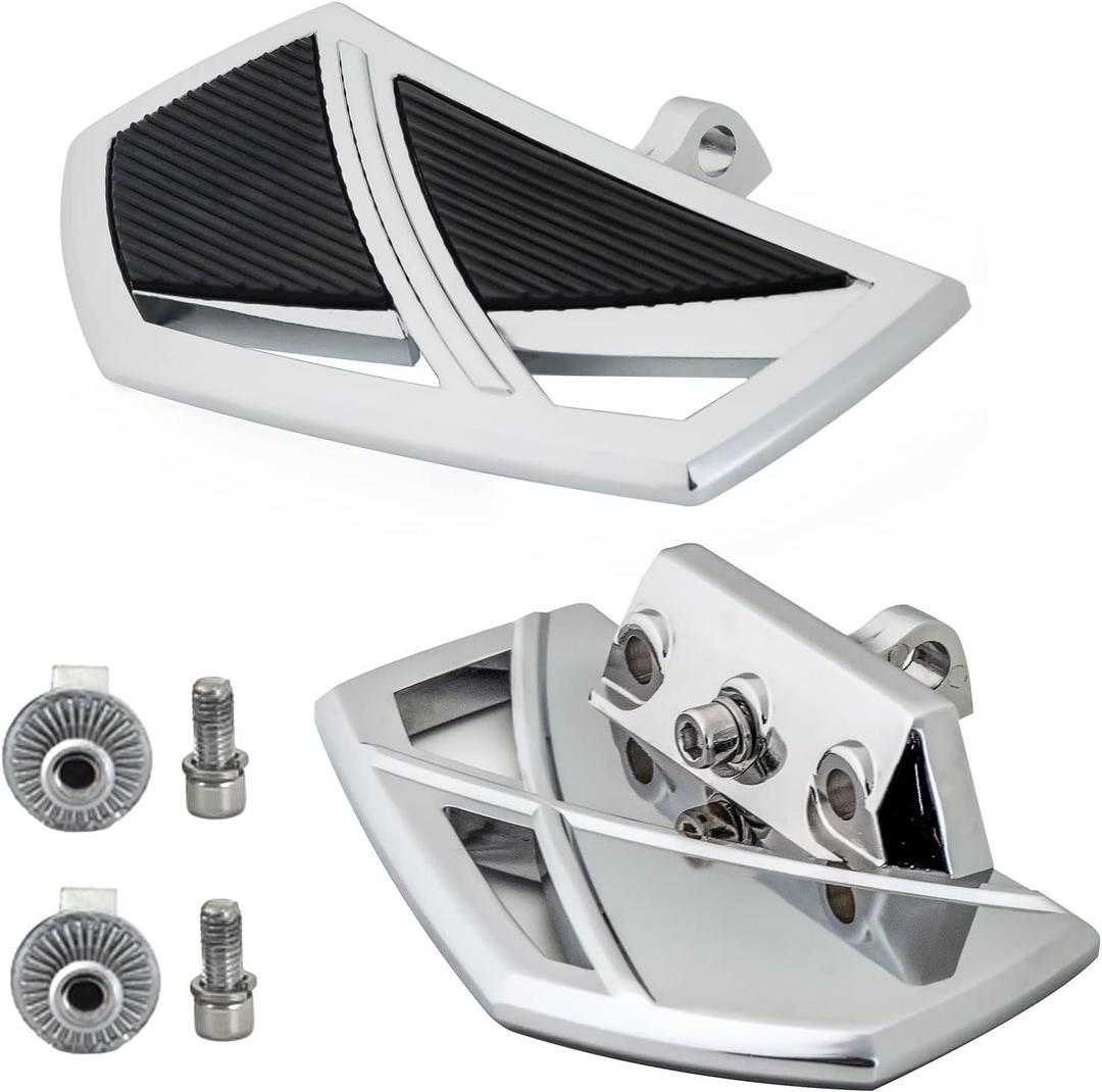 Motorcycle Floorboards Universal Foot Pegs Adjustable Brake Footrests with Male Mount for Harley Dyna Touring Street Glide Road King Sportster 883 Softail Fat Boy - Front/Rear, Chrome