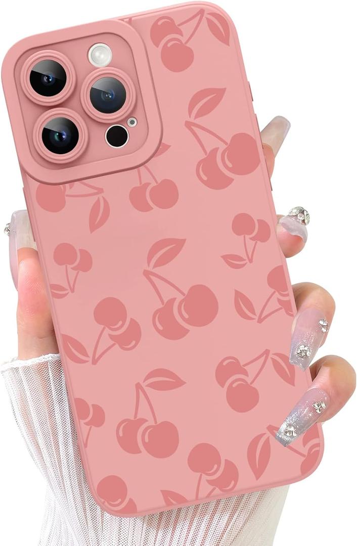 KANGHAR for iPhone 12 Pro Max Case | Cute Cherry Design | Soft Flexible TPU | Anti-Scratch Protective Cover | Pink