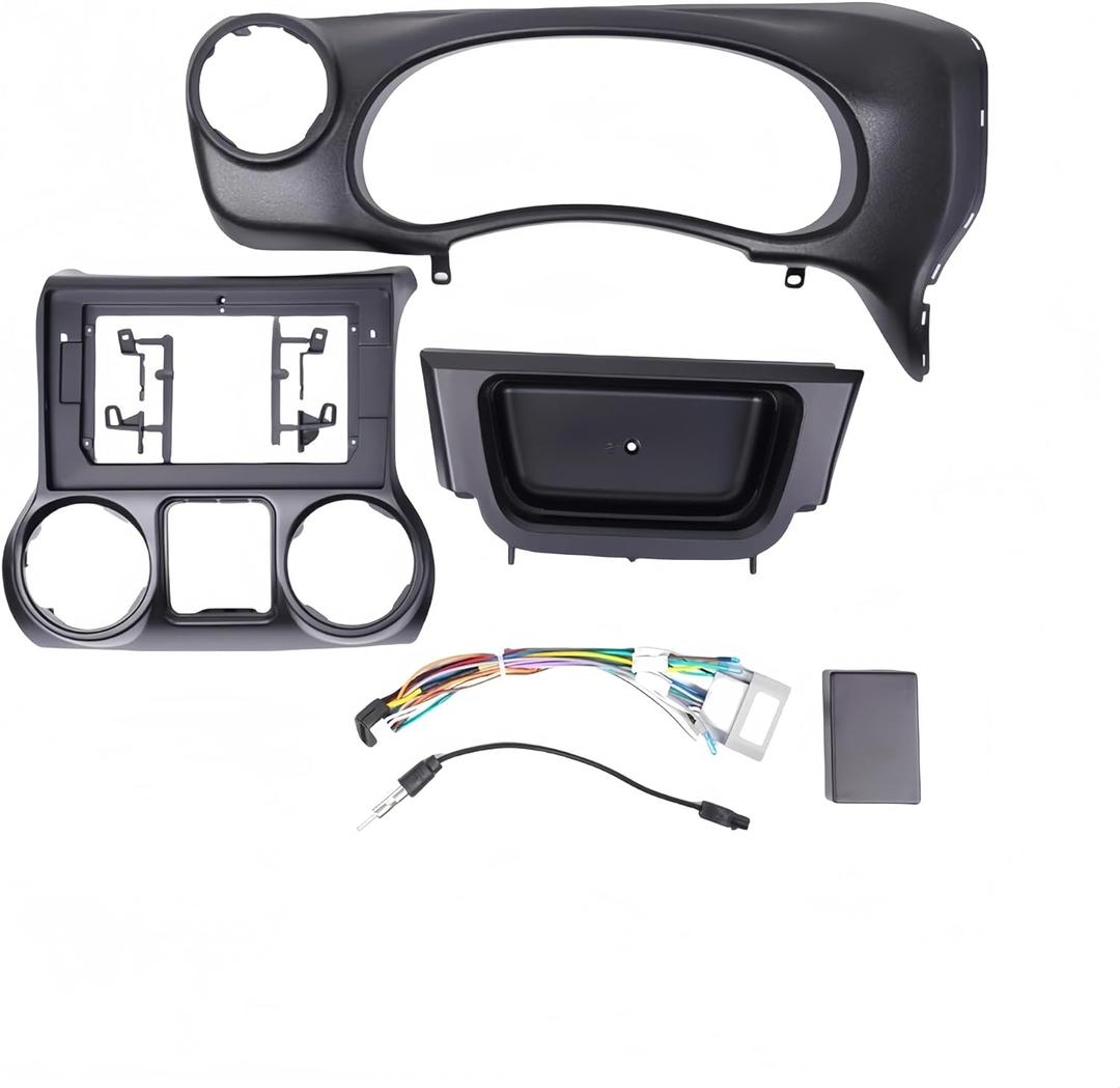 Car GPS Navigation Stereo Compatible With Wrangler 2015 2016 2017 Radio Fascias Panel Frame Fit 2Din 10.1 Inch In Dash Headunit Screen(White)