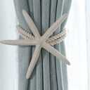 CHICTIE 2 Pieces Natural Starfish Curtain Tiebacks Rope Drape Cotton Tie Band Drapery Holdbacks Beige White Room Dcor for Indoor/Outdoor