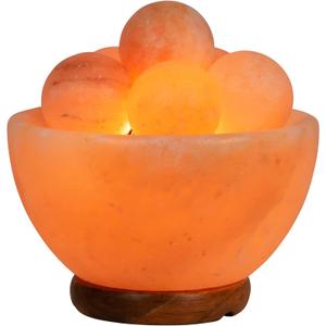 Spantik Himalayan Fire Bowl Salt Lamp with 6 Massage Balls Premium Quality Authentic from Pakistan