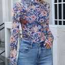 UNCOOYEE Women Floral Mesh Long Sleeve Going Out Thong Bodysuits Tops