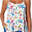 Summer Mae Womens Tankini Swimsuits Ruffle Bathing Suits 2025 Swimming Suits Tummy Control High Waisted Shorts with Pockets Swimwear Pink Serene Size 6-8