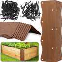 8 Pcs Raised Garden Bed Corner Brackets Heavy Duty Metal Raised Bed Corners and Connectors for Wood(11"x3"x3"), Brown L-Shape Wavy Connectors with Screws, fits for 20"-24" Raised Beds