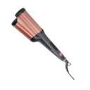 Hairitage 3 Barrel Curling Iron for Beach Waves and Curls - Ceramic Tourmaline Crimping Iron - Hair Waver for Mermaid Waves - Pink Barrel Curling Iron - Reduce Frizz + Increase Shine - All Hair Types