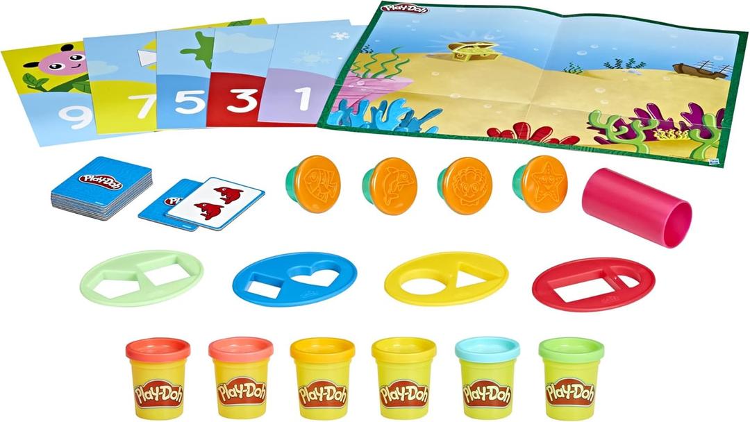 Play-Doh Create & Count Numbers Playset with 6 Double-Sided Playmats, 10 Counting Flashcards & 6 Cans, Back to School Classroom Supplies, Preschool Toys, Ages 2+ 