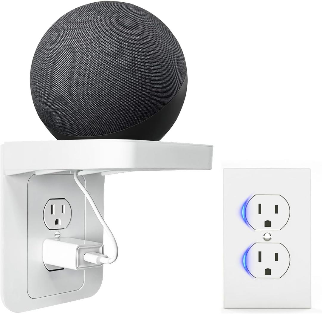 Outlet Shelf, White Wall Outlet Shelf, Standard Vertical Duplex Only, Wall Shelf Organizer for Bathroom Smart Home Space Saving Tools, Electric Toothbrush & Small Accessories, Not for Decora (1 pack)