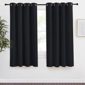 NICETOWN Black Blackout Curtain 57 inch Length, W55 x L57 Inch, 8 Grommets Top, 1 Piece, Thermal Insulated Modern Window Treatment Soundproof Drape Panel for Bedroom/Living Room