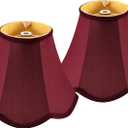 GOSO 8" Scalloped Lamp Shades Set of 2 Small Mini, 4"8" 6.4" Spider Burgudy Red Victorian Lampshade for Table Lamps,Wall Lamp Bell Lamp Shade Repalcement, Faux Silk Lampshades Art Deco & Modern