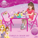 Disney Princess Girls Folding Table & Chairs Set for Kids and Toddlers 36 Months Up to 7 Years, Includes: 1 Table (36" L x 24" W x 20" H), 2 Chairs (13" L x 13.5" W x 21" H) Weight Limit: 70 lb