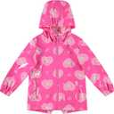Barbie Girls Zip Up Waterproof Rain Jacket Little Kid to Big Kid Sizes (4-14-16) (Pink)