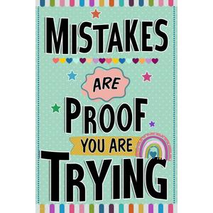 Growth Mindset Mistakes Poster For Classroom Motivational Math Class Rules Oh Happy Day Decor Cool Wall Art Print Poster 16x24