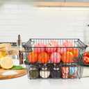 Set of 2 Stackable XXL Wire Baskets For Pantry Storage and Organization -16x12in Large Metal Food Baskets -Vegetable,Fruit,Potato,Onio, Pantry Storage Bins With Handles (Black, XXL)