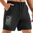 MAGCOMSEN Mens Hiking Shorts 7 Inch Quick Dry Lightweight Workout Athletic (Black), Size 36