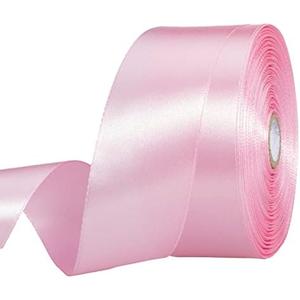 YASEO 1 1/2 Inch Pink Solid Satin Ribbon, 50 Yards Craft Fabric Ribbon for Gift Wrapping Floral Bouquets Wedding Party Decoration