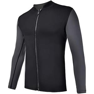 REALON Wetsuits Top Jacket Women Men 2mm Neoprene Long Sleeve Shirt 3mm Front Zipper Vest Wet Suit Keep Warm for Adult Youth Kids Diving Surf Swim Water Sports L