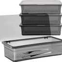 SUNSHNO 4PCS Flatware Tray with Lid and Drainer, Tableware Utensil and Cutlery Drawer Organizer with Lid Covered Silverware Tray to Keeps Your Cutlery Organized and Protected