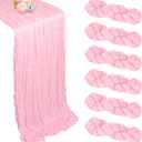 6 Pack Pink Table Runner 10ft Boho Gauze Fabric Cheesecloth Table Runner 35 x 120 Inch Rustic Sheer Runner for Holiday Baby Shower Home Dcor Party Wedding Decoration