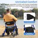 Walkers for Seniors with Seat, Walker Wheelchair Combo, 2 in 1 Rolling Walker Transport Wheelchair Lightweight Foldable, 10" Big Wheels Transport Chair with Brakes,Blue