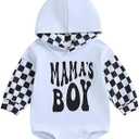 Socutebabe Baby Boy Fall Clothes Long Sleeve Pullover Checkerboard Hoodie Romper Sweatshirt Mama Boy Outfits Sweater Jumpsuit, Size: 12-18 Months