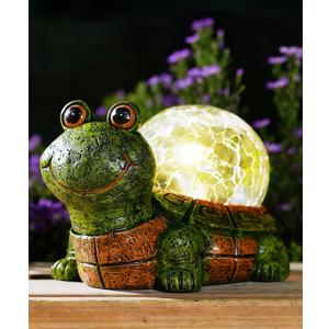 Nacome Solar Turtle Garden Statue Lights: Outdoor Figurine with Glass Ball Lighting Decorations Lawn Ornaments Porch Patio Balcony Yard - Birthday Gifts for Mom Grandma Women(Green)