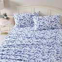 Laura Ashley Home - King Sheets, Cotton Flannel Bedding Set, Brushed for Extra Softness & Comfort (Paisley Prance, King)