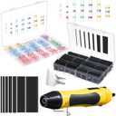 Mimorou 400 Pcs Heat Shrink Solder Seal Wire Connectors Kit with Heat Waterproof Electrical Wire Connectors and 180 Pcs 3: 1 Tubing for Automotive, Marine, Wiring Repair(Black)