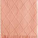 BOURINA Orange Throw Blanket 50x60 Inches Throw Textured Solid Soft Sofa Couch Decorative Knit Blanket (Coral)