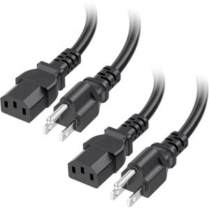 [UL Listed] Cable Matters 2-Pack 16 AWG 3 Prong Long Computer Power Cord - 15ft, 13A Monitor Power Cord Replacement, AC Cable, NEMA 5-15P to IEC C13, Black