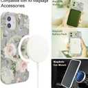 Magnetic Case for iPhone 12/12 Pro 6.1" Compatible with MagSafe - Soft TPU, Slim, Shockproof, Protective, Cute Gray Pink Floral & Screen Protector