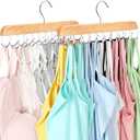 Bra Hanger for Closet, Tank Top Organizer 20 Hooks Capacity Foldable Wood Space Saving Hanger Closet Organizers and Storage for Dorm & Apartment for Tank Top, Hats etc.-2 Pack
