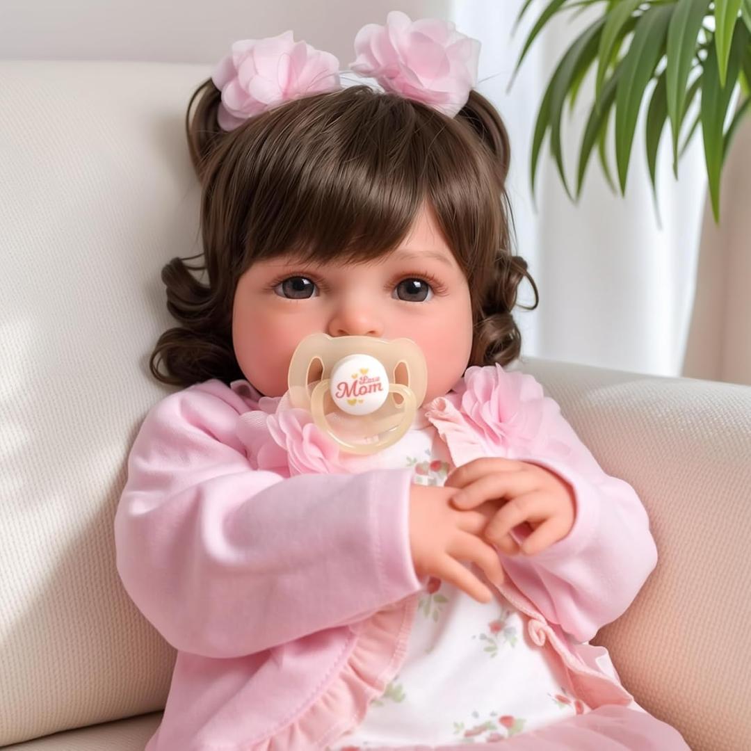 BABESIDE Lifelike Reborn Baby Dolls Girl, 20 Inch Realistic Newborn Real Life Soft Vinyl and Cloth Body Poseable Doll Girls with Feeding Kit Gift Box for Kids Age 3+ (Pink)
