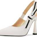 HOCHFART Slingback Heels for Women Closed Pointed Toe High Heels Bowknot Knitted Dress Work Wedding Pumps Shoes 8