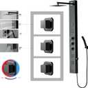 Homevacious Shower Panel Tower System,Stainless Steel Bathroom Stand Up Shower Kit,Wall-Mount Shower Panels with Rainfall Shower Head,4 Massage Body Jets,Tub Spout and Handheld Shower,Matte Black
