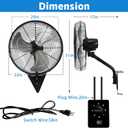 AZOUTDOOR 2 Pack 20 Inch Wall Mount Fans, Oscillating Fan with 3 Speed Settings, High Velocity Fans with Adjustable Tilt for Commercial, Industrial, Warehouse, Workshop, Garage